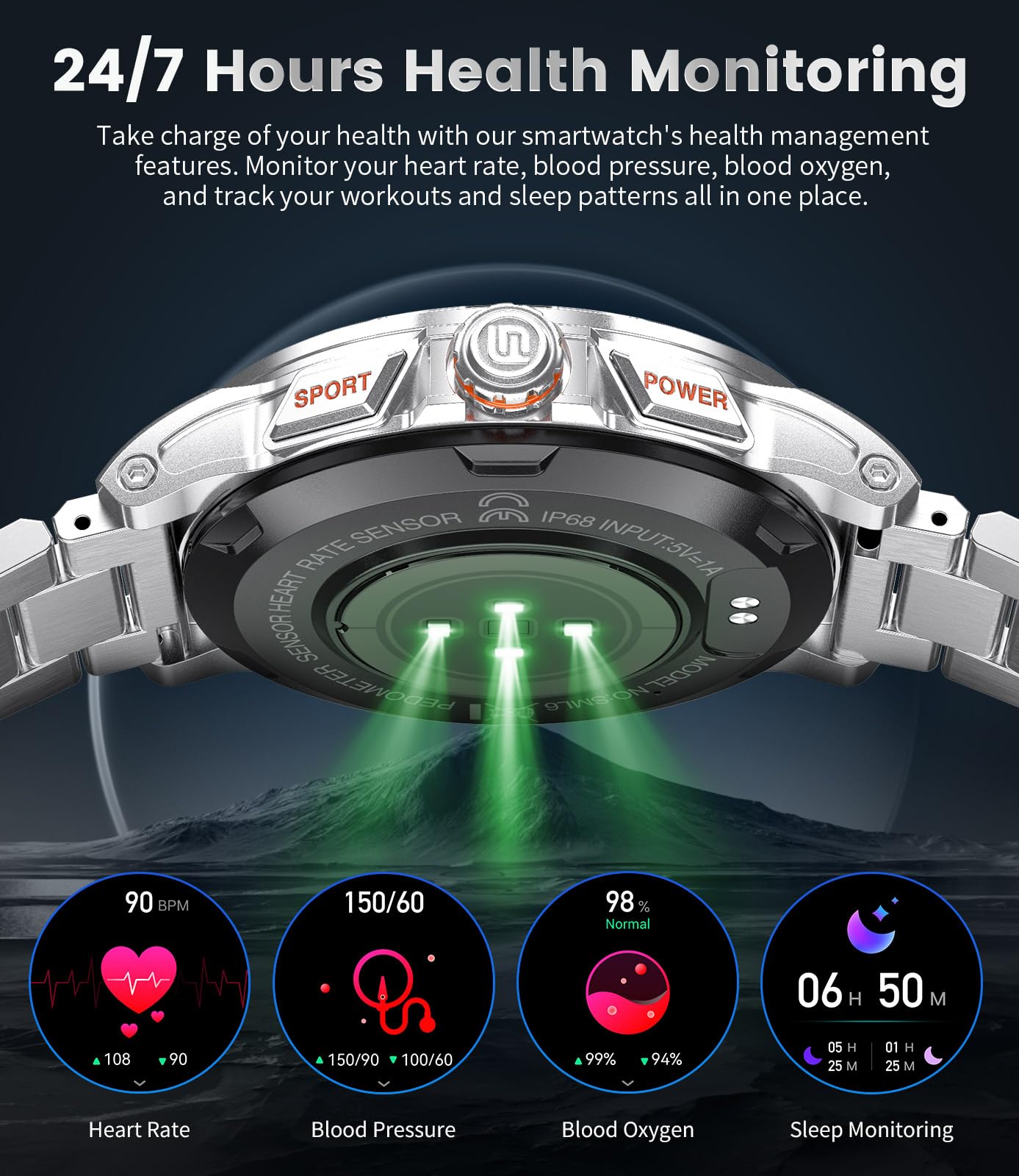 Military Smart Watch For Men(Answer/Dial Calls),1.46 ' ' Amoled Touchscreen/120 Sports Modes/5Atm Waterproof Fitness Watch With